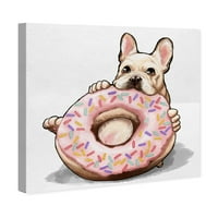 Wynwood Studio Animals Wall Art vászon nyomtatványok „Donut Frenchie” kutyák és kölyökkutyák - rózsaszín, barna