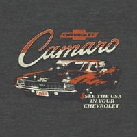 Chevrolet férfi és nagy férfi hosszú ujjú grafikus póló Chevy Camaro, S-3XL méretű, férfi pólók