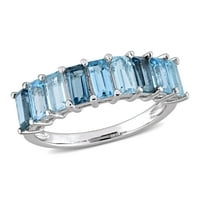 Miabella női 2-CT London svájci és kék topaz sterling ezüst félig állandó évforduló gyűrű