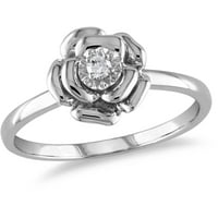 Gyémánt-Accent Sterling ezüst virág divatgyűrű