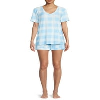 Jaclyn női és női plusz méretű rövid ujjú póló és rövidnadrág pizsama szett, 2 darab