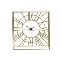 Decmode 32 33 Aranyfém konzolasztal, átlátszó üveg felső és óra elülső, 1 darab