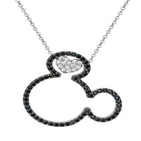 Disney Mickey és Minnie egér sterling ezüst kéthangú pave köbös cirkónium -sihouette nyaklánc, 18