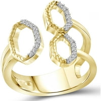 Fehér gyémánt akcentus 14 kt arany az ezüst kiömlött szárán nyitott gyűrű felett