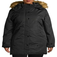 Yoki női plusz méretű kapucnis kabát fau prémes kapucnival