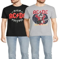 Férfi és nagy férfi nagyfeszültségű és rock grafikus póló, 2 csomag