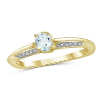 0. Carat T.G.W. Aquamarine drágakő és akcentus fehér gyémánt női gyűrű