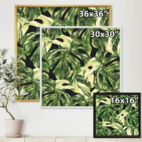 Designart 'Természetes zöld levelek egzotikus a sötét II -en' trópusi keretes vászon fali művészet nyomtatás