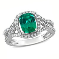 A Miabella női CT -t smaragd divat -karátos gyémánt 10KT fehérarany halo koktélgyűrű létrehozta
