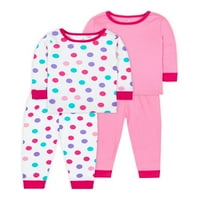 Kis csillag Organic Baby & Toddler Girl True Brights Hosszú ujjú ing és nadrág Snug fit pizsama, Méret hónapok - 5T