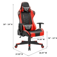 Lacoo játékszék magas háttámlálható magasságú verseny stílusú számítógépes szék fejtámla és ágyéki támogatással, piros