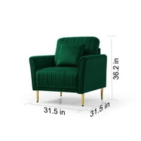 Aukfa bársonyos ékezetes szék a nappali hálószobához párnával, zöld