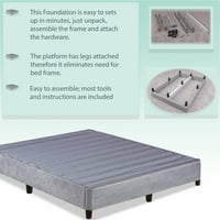 Wayton-kontinentális alvás, 13 ”platform ágy lábakkal, szürke, iker XL