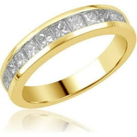 1. Carat T.W. Hercegnő-vágott gyémánt 14 kt sárga arany évforduló, H-i i2