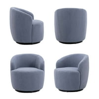 Aukfa forgó hordó szék, kárpitozott 360 ° -os forgó akcentus kar szék nappali - kék