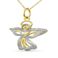 JewelersClub fehér gyémánt akcentus 14K arany az ezüst angyal medál felett