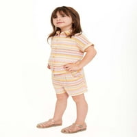 A Wonder Nation kisgyermek lányok megemelt ing és rövidnadrág, méretek 12m-5T