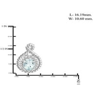 0. Karát -akvamarin drágakő és akcentus fehér gyémánt női sterling ezüst fülbevalók