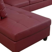 MomSpeace nappali szekcionált kanapé tároló oszmán, modern PU bőr L alakú kanapé -készlet - piros