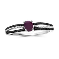 JewelersClub Ruby Ring Birthstone Jewelry - 0. Karát rubin sterling ezüst gyűrűs ékszerek fekete gyémánt akcentussal - drágakő