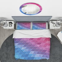 Designart 'háromszög alakú geometria kék, lila és rózsaszín' modern és kortárs paplan borító készlet