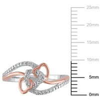 Gyémánt-Accent kéttónusú sterling ezüst csavart szívgyűrű