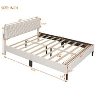 Aukfa queen kárpitozott platform ágy gufás fejlécekkel, modern ágykeret a hálószobához - bézs