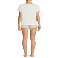 Grayson Social Női és Női és Női Plusz rövid ujjú póló és rövidnadrág alváskészlet, 2 darab