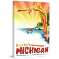 Utazási poszter Michigan Festés nyomtatás csomagolt vászonra