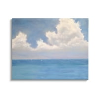 Stupell Industries bolyhos felhők mélykék óceánhullámok festménygaléria csomagolt vászon nyomtatott fali művészet, Catherine