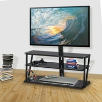 Élénk forgó padló 3-rétegű üveg univerzális TV-állvány tartóval, magassággal és szöggel állítható a legtöbb számára