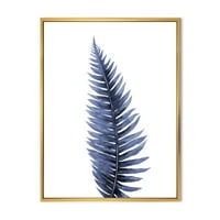Designart 'Trópusi kék akvarell levelek fehér' bohém és eklektikus keretes vászon falfestmény nyomtatás