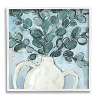 Stupell Industries kortárs eukaliptusz gyógynövény váza festmény fehér keretes művészet nyomtatott fali művészet, Annie Warren