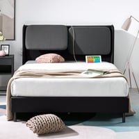Zinus 41 Avery platform ágy fekvő fejtámlával és USB -portokkal, fekete, király
